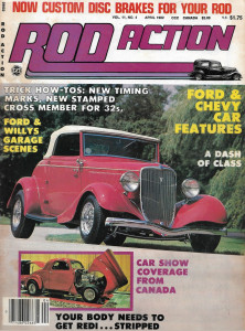 ROD ACTION 1982 APR - FORD & WILLYS GARAGE, CUSTOM DISC BRAKES, CROSS MEMBERS